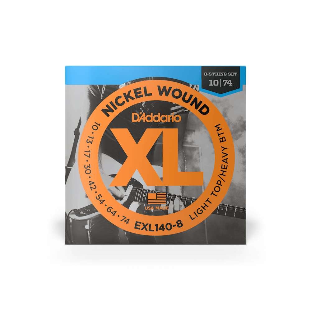 EXL140-8 CUERDAS GUITARRA ELECTRICA XL LIGHT TOP/HEAVY BOTTOM 8-STRING 10-74 DADDARIO